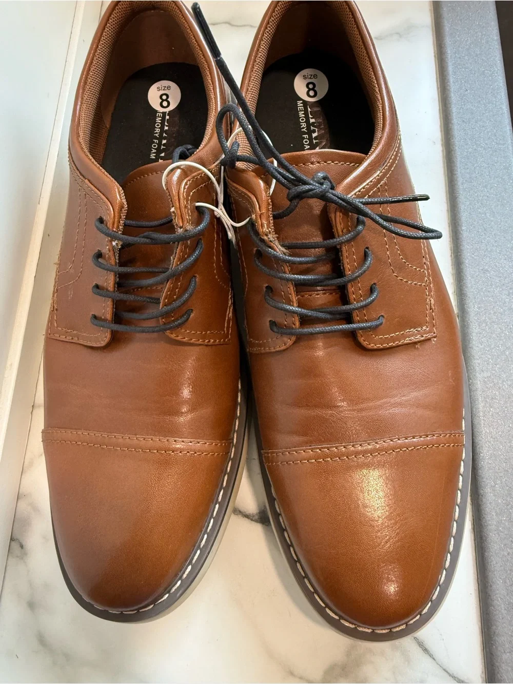 NWOB Alfani Men's Theo Cap Toe Oxford Dress Shoes brown Size 8